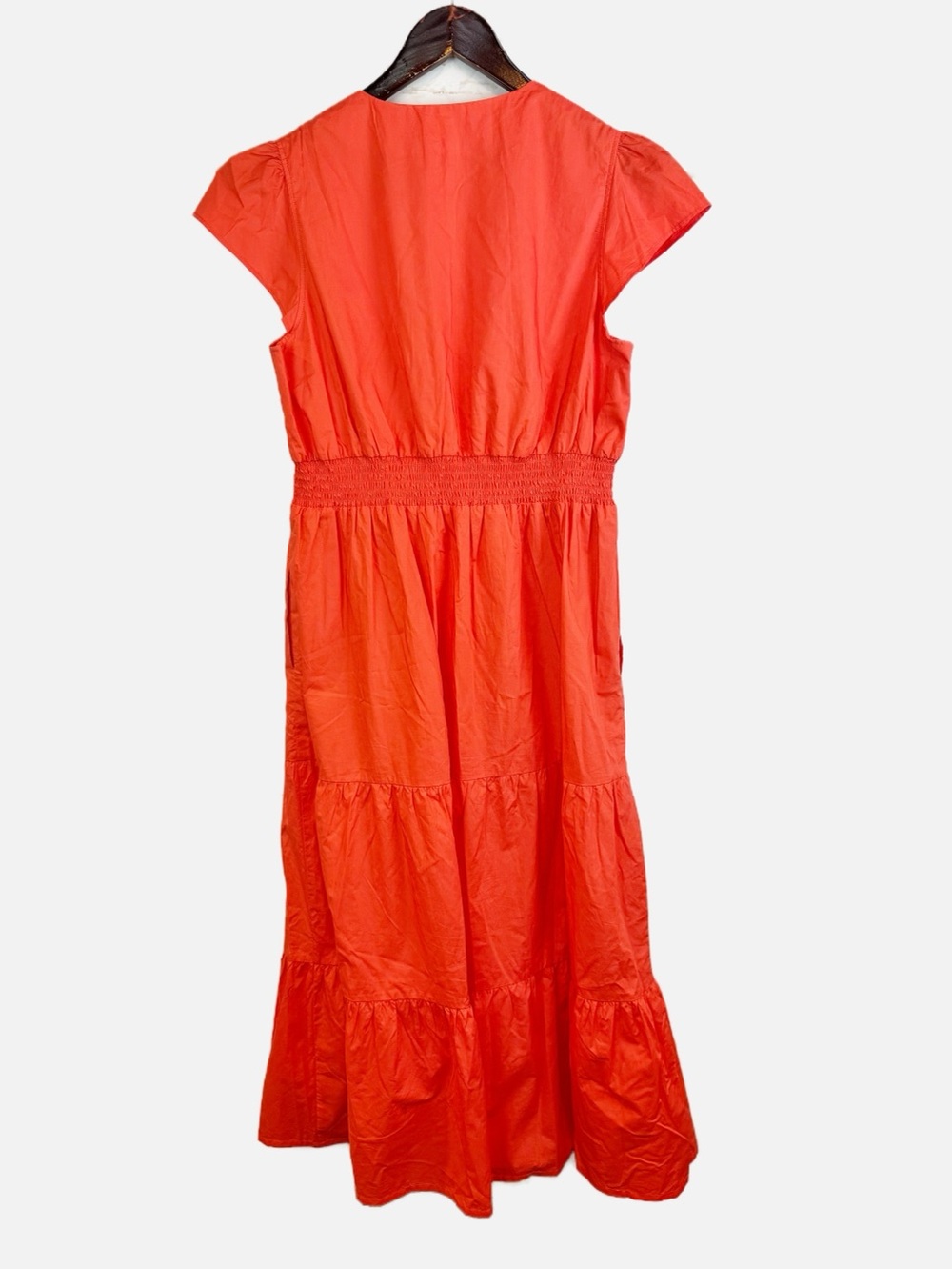 Boden | Orange V-Neck Tiered Dress, 10 - Picture 9 of 9